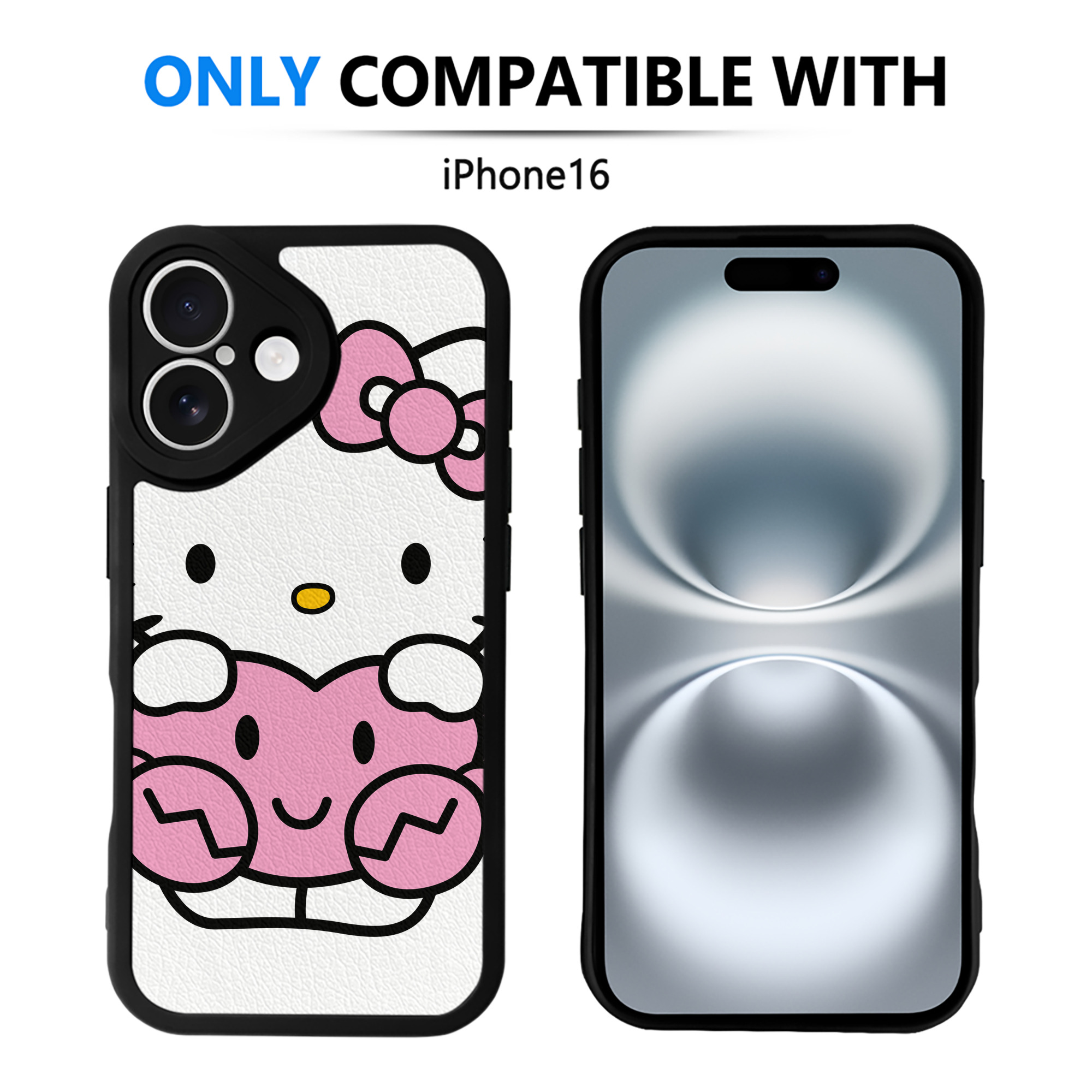 （画像用） Hello Kitty ハローキティ 【iPhone 16シリーズ対応】シリコンスマホケース（レザー調） 材質：シリコン